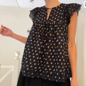 Ulla Johnson Black Floral Blouse